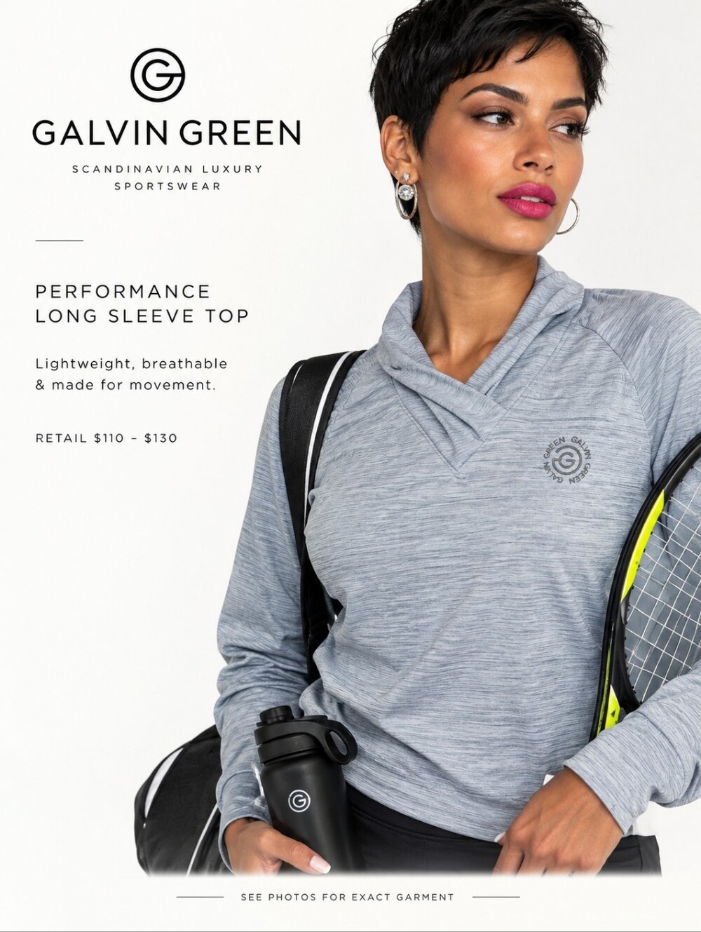 Galvin Green Women Premium Sportwrar Size Small Long Sleeve Tunic in Gray